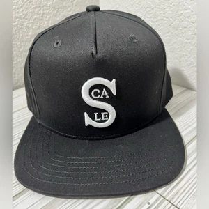 Black Scale Baseball Cap White Embroidery SnapBack adjustable hat one size NWOT - Picture 1 of 9