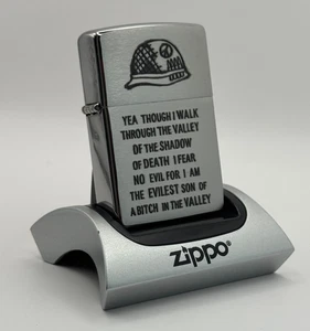 GENUINE Zippo Lighter VIETNAM EVILEST SON of A B!$CH Brushed Chrome NEW IN BOX - Picture 1 of 9