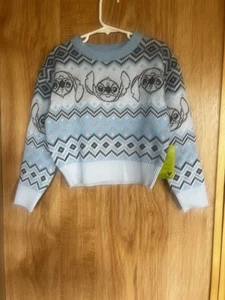 Disney Stitch Girls Metallic Lurex Holiday Sweater, Sizes XS(4-5) - Picture 1 of 3