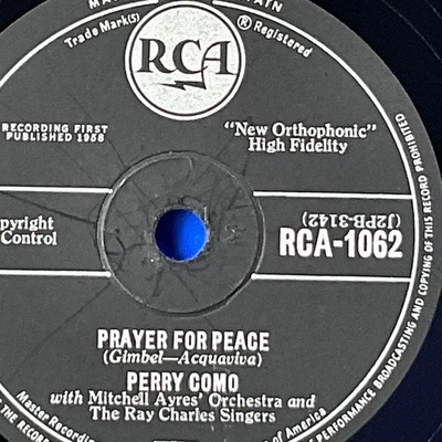 Perry Como, I MAY Never Pass This WAY Again/Prayer for Peace 78 RPM 10" Record - Image 1 of 4