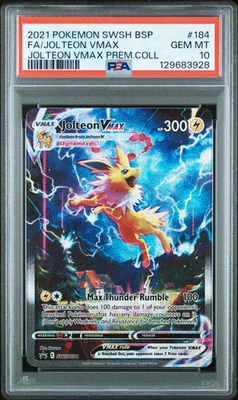 2021 POKEMON SWSH BLACK STAR PROMO #184 FULL ART/JOLTEON VMAX PSA 10 - Image 1 of 2