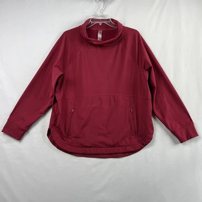 Lou & Grey Pullover Large Athletic Mock neck Sweatshirt Pocket Microfiber Red - Image 1 of 4