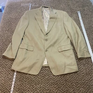 Roundtree and Yorke Mens Sport Jacket 42R Beige Silk Wool Blend Single Breasted - Picture 1 of 9