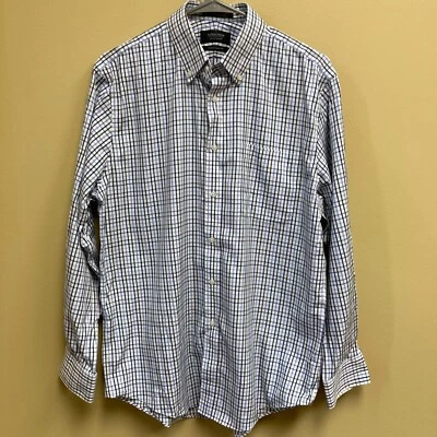 Xadrez masculino NORDSTROM ajuste tradicional manga longa botão para baixo tamanho 15 1/2 33 - Imagem 1 de 4