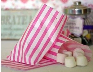 Pink & White Stripe Candy/Sweet Bags Choose Size/Qty - Picture 1 of 1