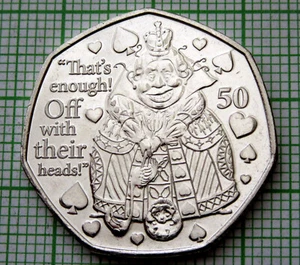 ISLE OF MAN 2021 50 PENCE, Alice's Adventure In Wonderland - Queen Of Hearts UNC - Picture 1 of 6