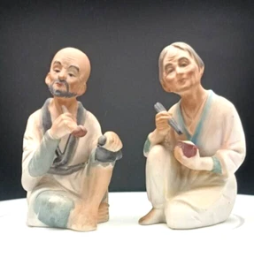 FIGURAS CHINAS ANTIGUAS GALLETAS DE PORCELANA PINTADAS A MANO c1970 en muy buena condición - Imagen 1 de 8