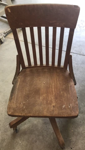 Antique Oak Wood Bankers Desk Chair Swivel Rolling Rocking Cover