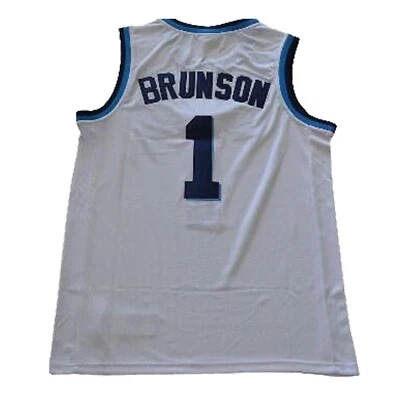 Camiseta deportiva de baloncesto retro para hombre Brunson 1 DiVincenzo 10 blanca/azul cosida personalizada Foto 1 de 4