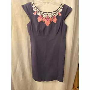 Abito donna Lilly Pulitzer taglia 12 cotone navy "Allura" rosa bianco ricamo - Foto 1 di 20