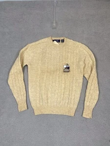 Pure Wool Cable Fishermen Sweater Beige Mens Large Hartog Marine Club Vintage - Picture 1 of 9