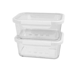 4Cup Rectangle Glass Food Storage Container with Tritan Lid. Set of 2, 4 Pieces - Picture 1 of 4