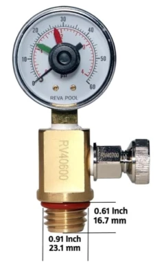RV40600 Pentair 98209800) AIR RELIEF VALVE GAUGE FNS Plus Clean & Clear - Image 1 of 4