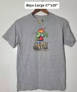 T-shirt vintage anni 90 JNCO logo centrale ragazzo grande grigia 2 lati made in USA - Foto 1 di 5