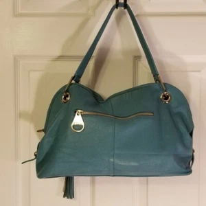 DUDU Leather purse, teal - Picture 1 of 8