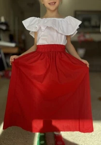 Long Adjustable Waist Comfortable Red Skirt For Girls Kids Size S Fits 6-7 Year - Picture 1 of 11