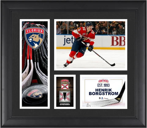 Henrik Borgstrom Florida Panthers Frmd 15x17 Player Collage & Piece of GU Puck Cover