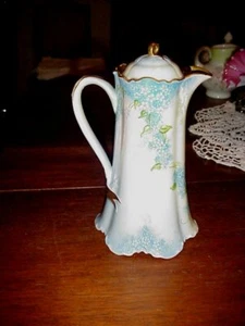 HAVILAND FRANCE HAND PAINTED CHOCOLATE POT BLUE FORGET-ME-NOTS - Picture 1 of 4