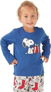 NWT! Munki Munki Kids Sz 8 Kids Peanuts Snoopy Holiday Crew Neck Pajama Top - Picture 1 of 6