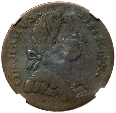 1787 V 17-87a R-2 NGC Fine Details Machin's Mills Halfpenny Colonial Copper Coin - Image 1 of 3