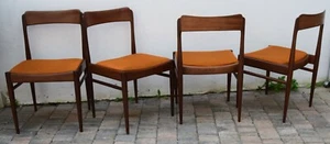 4 sillas de comedor teca maciza diseño escandinavo mediados de siglo - Imagen 1 de 10
