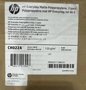 HP CH022A Everyday Matte Polypropylene Film White 2 Roll New - Free Shipping - Picture 1 of 5