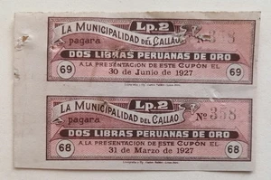 Peru bon scrip vale Municipalidad Callao will pay 2 gold pounds on presentation - Picture 1 of 3