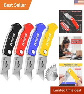 4er Pack klappbare Allzweckmesser mit 10 zusätzlichen Klingen - robustes & kompaktes Design - Bild 1 von 8