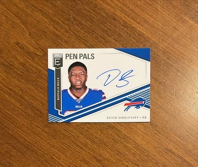 Devin Singletary 2019 Panini Elite Pen Pal Rookie Auto PP-DS Giants Bills RC - Image 1 of 2