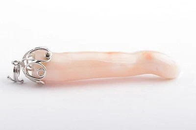 Cornetto Anhänger groß Lachsfarben Sardegna Korallen 750er Weiß Gold 18K Neu- - Bild 1 von 4