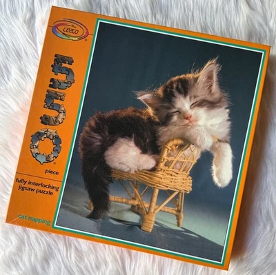 Cat Napping 550 Piece Vintage Jigsaw Puzzle Sealed Ceaco Kitten Chair 1988 - Image 1 of 3