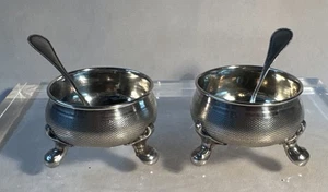 Antica salina vintage in argento con cucchiai  - Foto 1 di 12