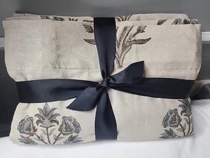 POTTERY BARN ELINOR FLORAL MOGUL VERDUNKELUNGSVORHANG 1 VERFÜGBAR 50X84 ~ FLACHS/BLAU - Bild 1 von 14