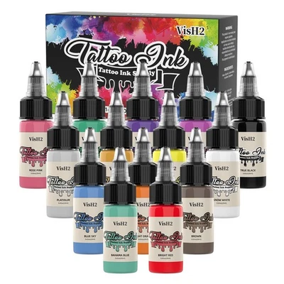 **AUFGERÜSTET** Professionelles 14 Farben Tattoofarbe Set 0,65OZ (20ML) Tattoo - Bild 1 von 4