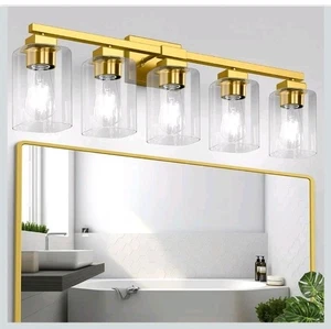 5-flammige Gold Badezimmerleuchte 30" Befestigungen Waschtischleuchte über Spiegel kostenloser Versand - Bild 1 von 7