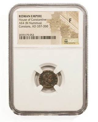 Moneda rara Constans Roman AE3;4 (AD 221-350) - Certificada NGC - Grado F Foto 1 de 3