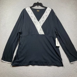 Vtg Bobbie Brooks Top Women 2XL 20W Y2K Babydoll Lace Trim Coquette Contrast - Picture 1 of 11