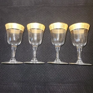Juego de 4 Gafas Cordiales Tiffin Franciscan Oro Cristal Dorado 'Rambler Rose' - Imagen 1 de 7
