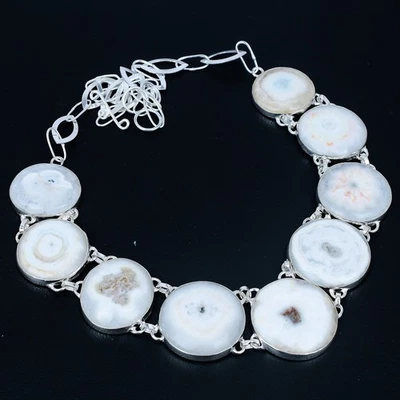 White Solar Quartz Round Gemstone 925 Sterling Silver Jewelry Necklace 18" VJ 84 - Image 1 of 4