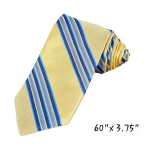 Robert Talbott Best Of Class Repp Silk Tie Mens Satin Gold Blue Woven Necktie - Picture 1 of 5
