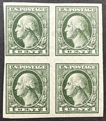 US 1919 Sc# 531  Imperf Block of 4 MH OG Washington 1c - Image 1 of 2