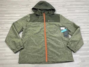 Matix Camo Print Hooded Windbreaker Jacket Mens Medium Full-Zip Packable Green - Picture 1 of 8