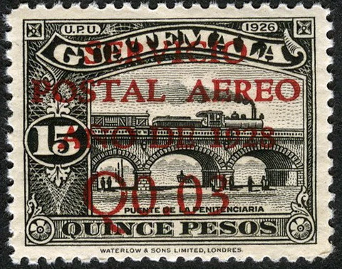 Guatemala 1929 Train on Bridge Airmail MNH (SC# C1) Cover