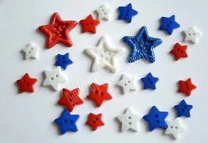 Estrellas RWB / Patriótico ~ Americana EE. UU. / Botones de estrellas de costura / Rojo Blanco y azul - Imagen 1 de 2