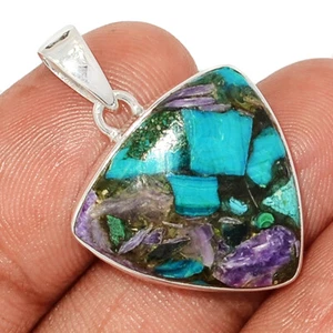 Composite Charoite In Chrysocolla 925 Sterling Silver Pendant Jewelry CP61712 - Picture 1 of 1