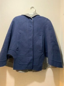 NWOT Hadleigh's cape poncho Grey  blue 100% Cashmere hoodie  M made in Italy H2 - Picture 1 of 14