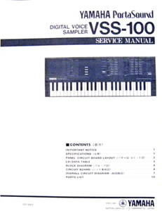 Yamaha VSS100 Sampler Service Manual, Schematics, Parts Lists, Hard Copy Booklet - Picture 1 of 1