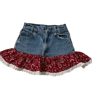 Levis Skirt Girls W22 x L12 Denim - Red Patriotic Theme Bandana No Tag Approx 4T - Picture 1 of 6