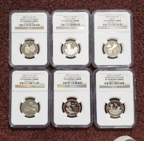 2009 S CLAD 25C STATE TERRITORY QUARTER PF 70 ULTRA CAMEO 6 COIINS SET Cover