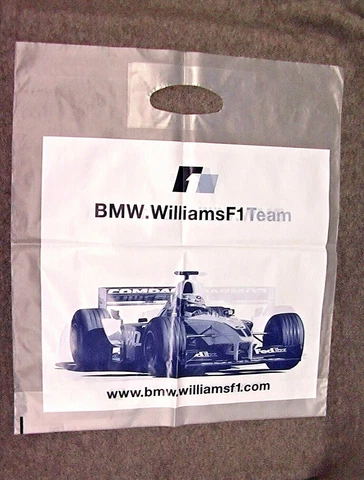RARE Vintage BMW Williams Formula 1 F1 Team PLASTIC SHOPPING BAG - FREE Shpg! Cover
